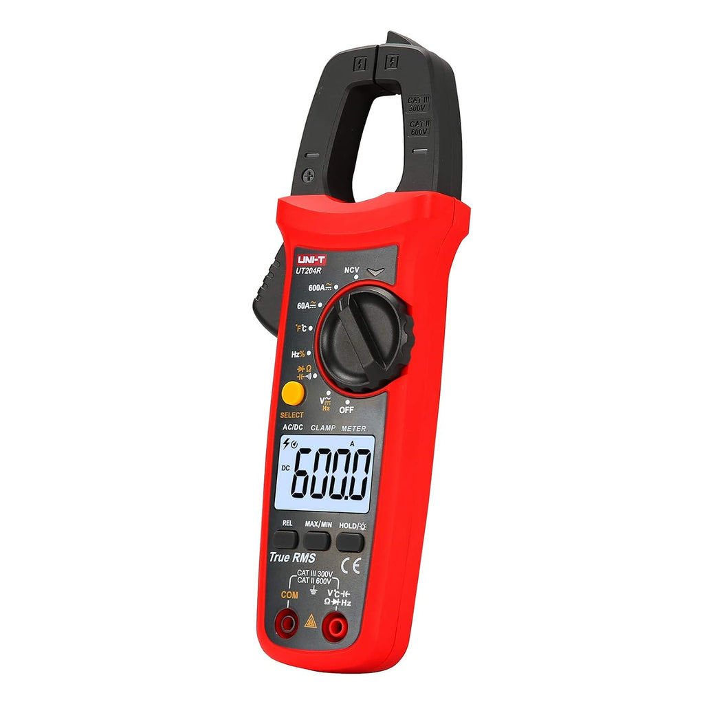 UNI-T UT204R Digital Clamp Meter, Auto Ranging TRMS 6000 Counts NCV Volt Amp Meter with AC/DC Ohm Diode Capacitance Resistance Temperature Frequency Continuity Test