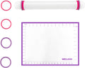 Clay Roller with Thickness Rings and 16" x 12" Silicone Clay Mat with Measurement,Oven-Safe Work Mat with