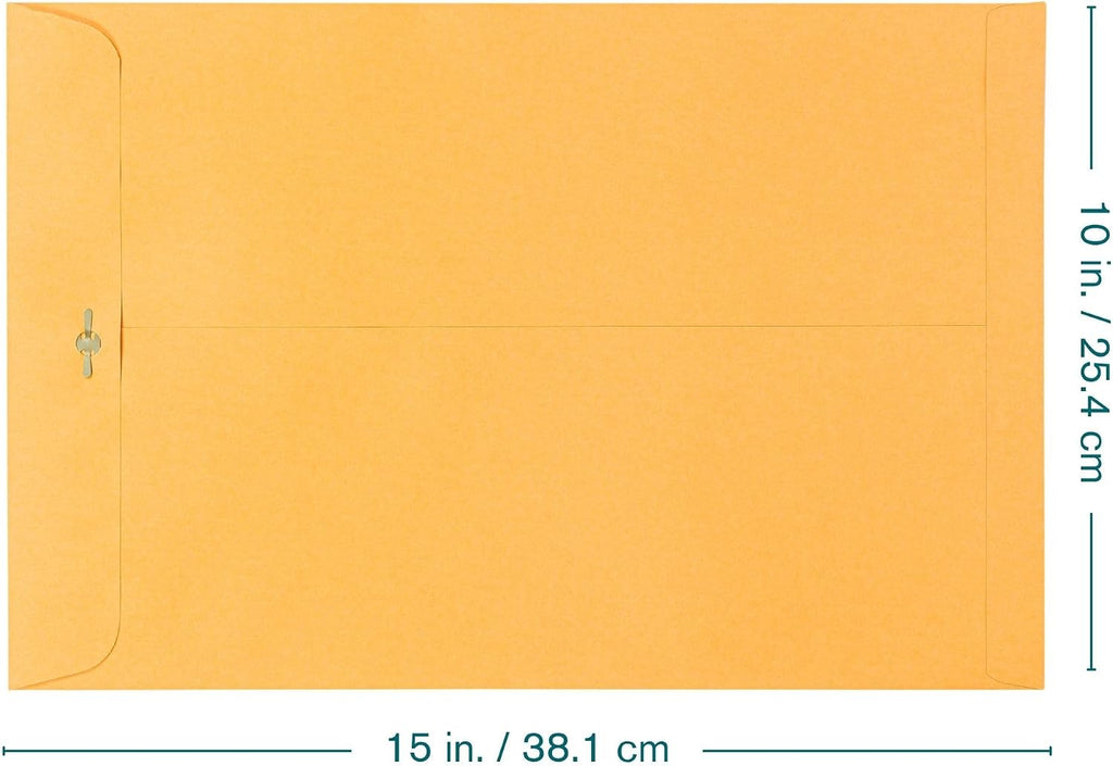 Clasp Envelopes – 10x15 Inches Brown Kraft Catalog Envelopes - 30 Pack - with Clasp Closure & Gummed Seal – 28lb