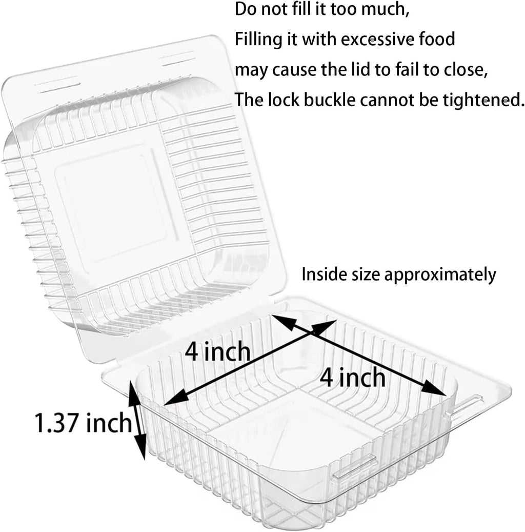 50 Count Clear Plastic Hinged Take Out Containers Clamshell Takeout Tray