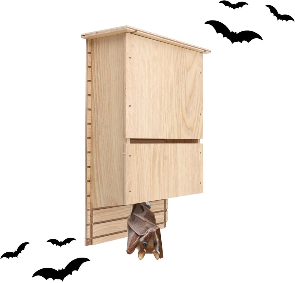 Bat House for Outdoors, 11.8 X 7.5 X 3.3 Single Storey Wooden Bat House, Easy to Install, Garden Eaves Habitat