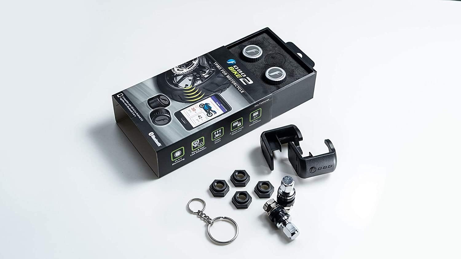 Bike 2 TPMS (Silver) - Wireless Tire Pressure Monitoring System with Bluetooth 5.0 | Real-Time Tire Pressure Sensor |