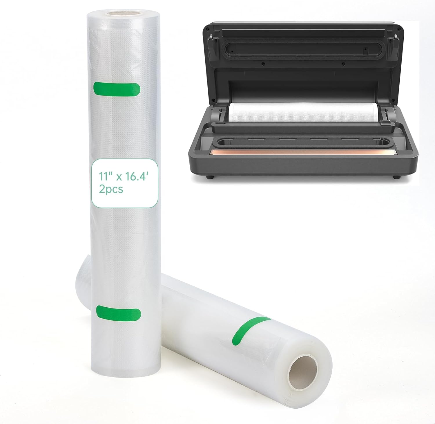 Vacuum Sealer Rolls Bags Compatible with Anova Culinary Vacuum Sealer Machine, 2 Packs 11" x 16.4' Commercial Grade