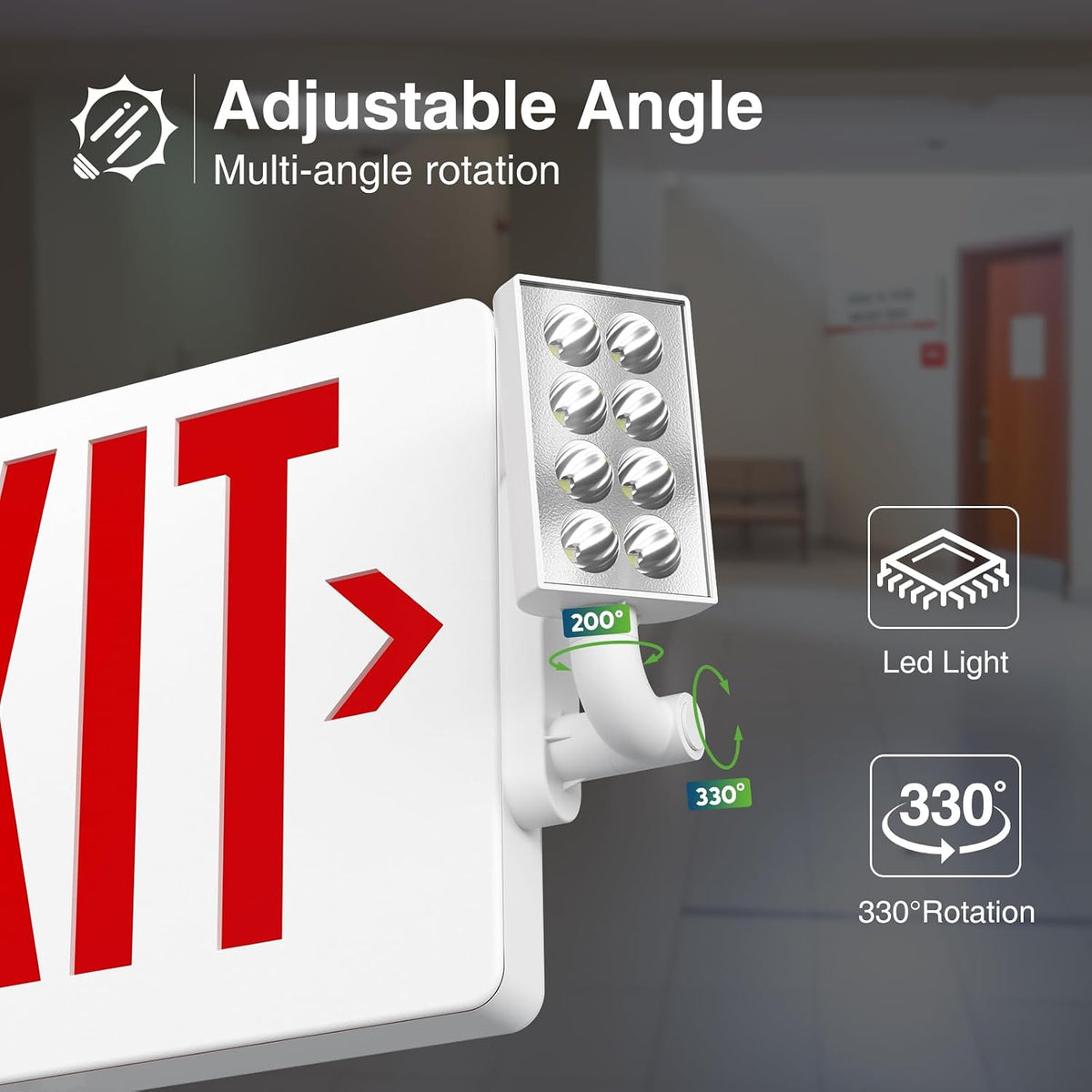 6 Pack Commercial Double-Sided Exit Sign with Adjustable Heads