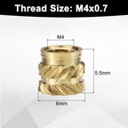 uxcell 50pcs M4 Threaded Inserts Brass Heat Set Insert M4x5.5mm, OD 6mm Knurled Insert Nuts, 3D Printing Brass Nuts Female Threaded Inserts Nuts