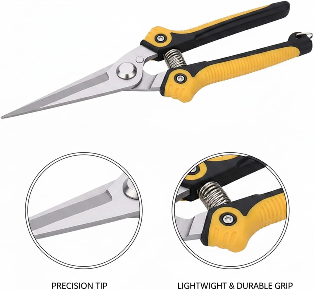 Stainless Steel Straight Tip Pruning Shears for Bonsai & Garden Trimming - Ergonomic Hand Tool (1 Pack)