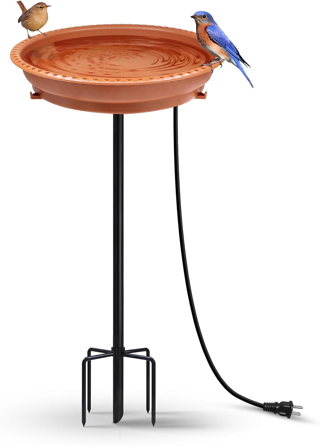 Heated Bird Bath, Stable 5-Prong Metal Base Thermostat Control Weather Resistance All Seasons Available 75W Heated