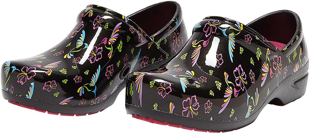 SR Angel Clogs, Nursing Shoes, Tropical Hummingbirds, 11W/9M