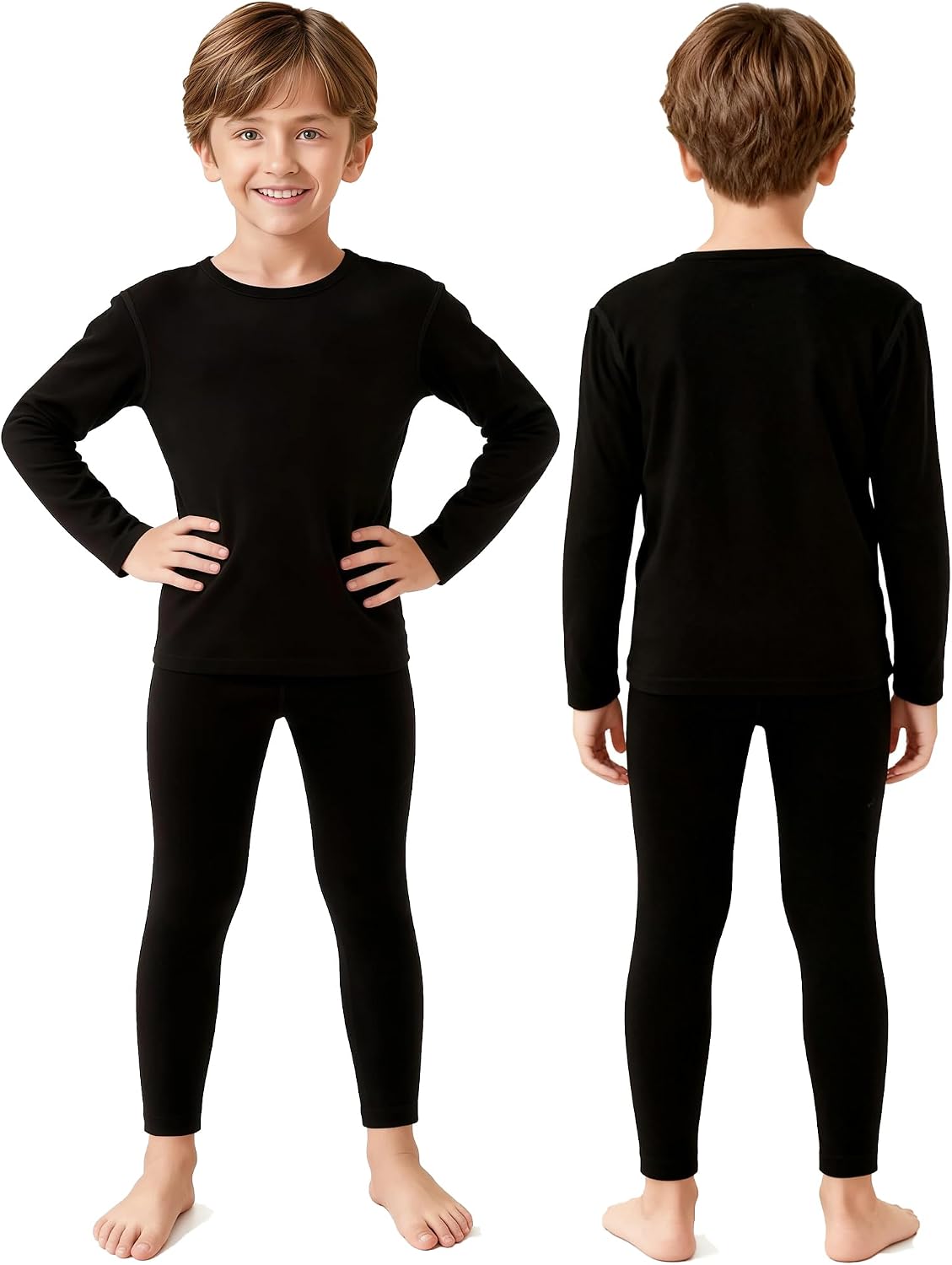 Thermal Underwear for Kids, Boys Thermals Top & Bottom Set, Long Johns Underwear, Base Layer for Cold Winter/Skiing