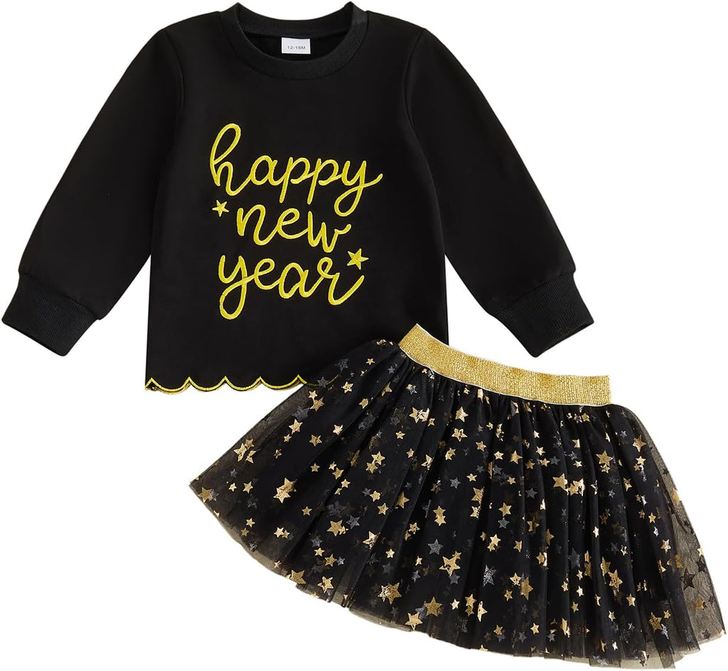 Toddler Girl Christmas Outfit Santa Sweatshirt Tutu Tulle Skirt