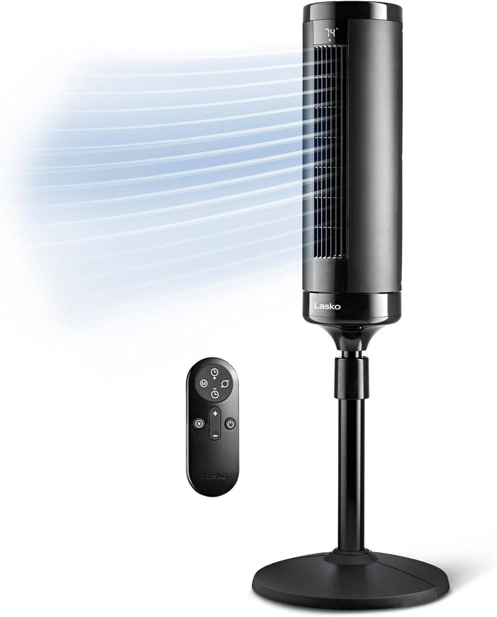 Elevation DC Tower Fan with Remote - 42" to 54" - EST100 - Black | Adjustable Oscillating Standing Fan for Bedroom