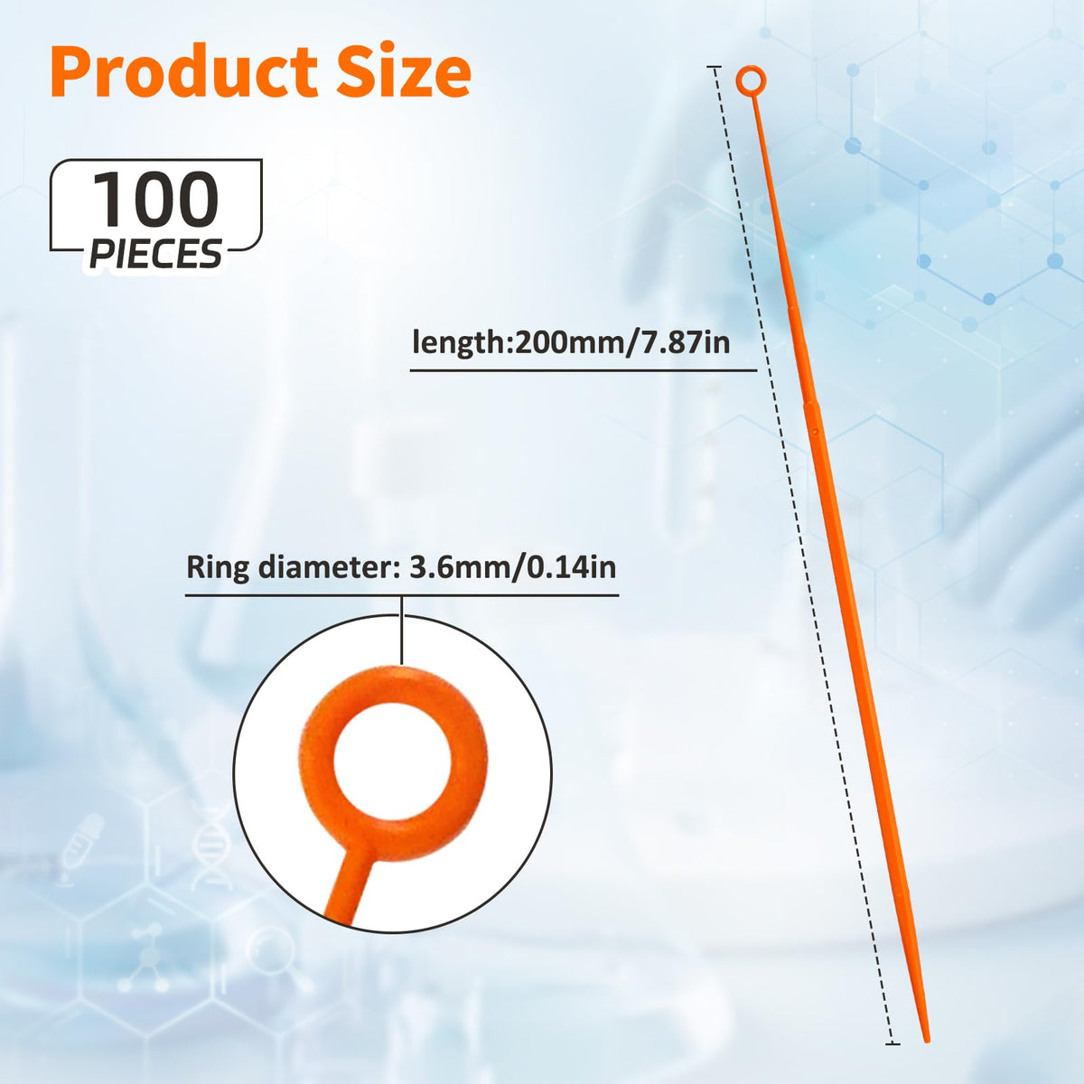 10ul Disposable Inoculating Loop, Plastic, 25/Bag, 100PCS Total