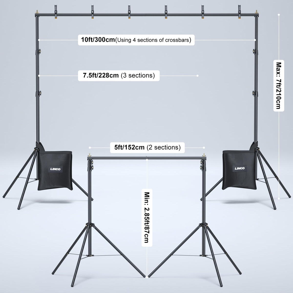 Lincostore Backdrop Stand Kit 10x7ft for Photography
