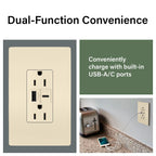 Legrand 15 Amp TR Spec Grade Outlet USB Type A/C Light Almond 1Pack