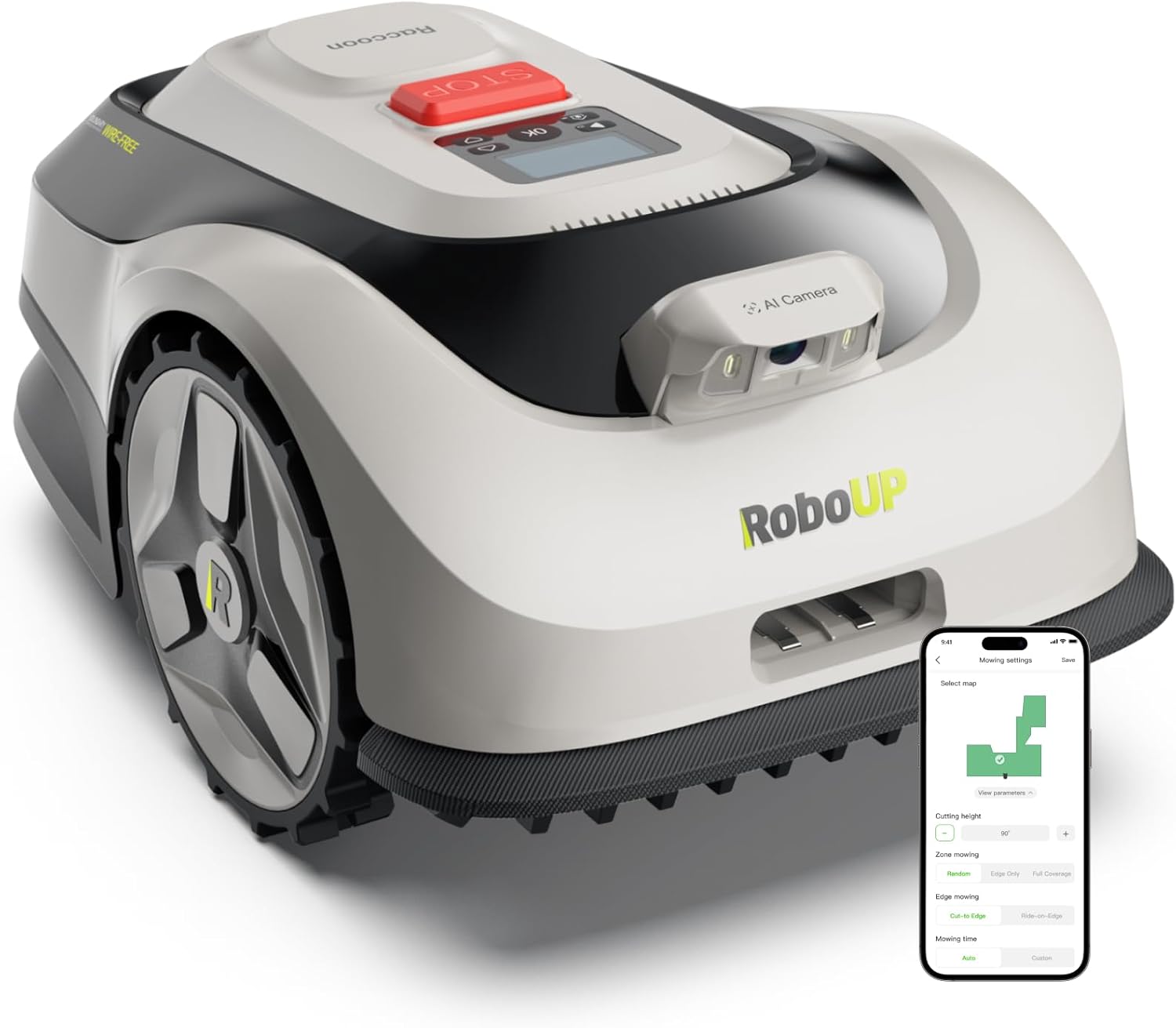 Raccoon 2 SE Robot Lawn Mower, Wire-Free Robotic Lawn Mower Without RTK for Max. 0.15 Acre Lawn Area, 1.18"–3.15”