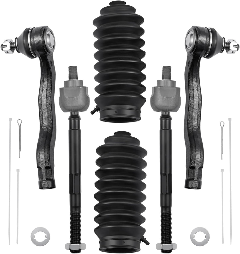 BDFHYK 6PC Inner Outer Tie Rod Kit w/Boots for Honda CR-V 1997-2001