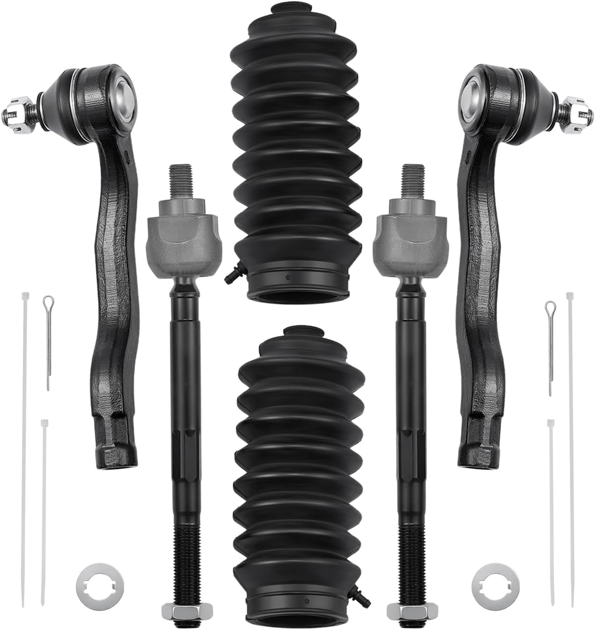 BDFHYK 6PC Inner Outer Tie Rod Kit w/Boots for Honda CR-V 1997-2001