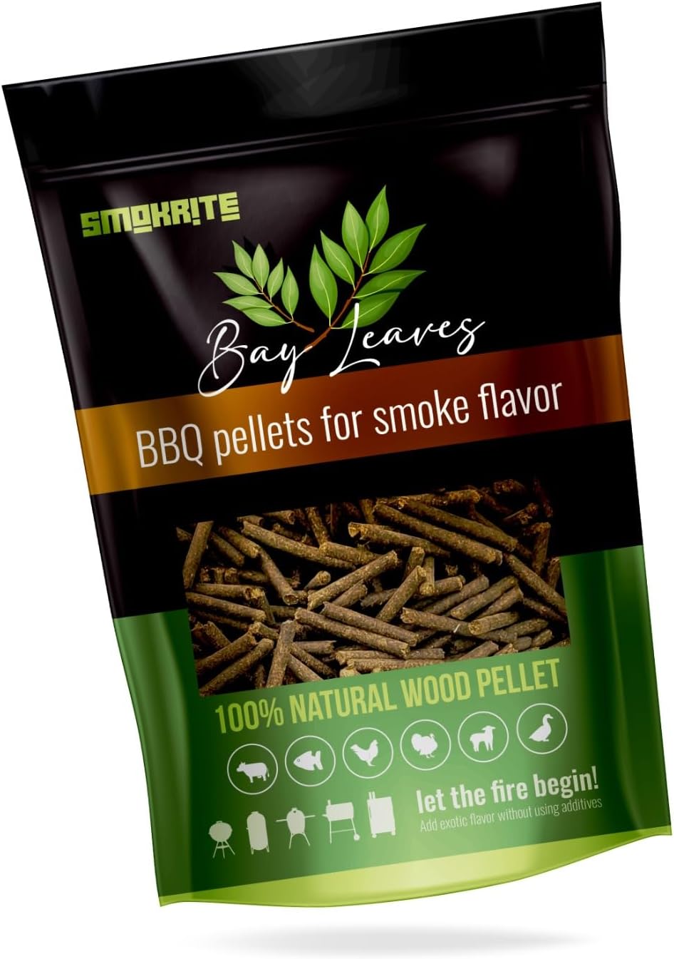 : Bay Leaves Wood Pellets for Smoker Grills, All 100% Natural Hard Wood BBQ Pellets for Outdoor Grills, Smoke, Roast