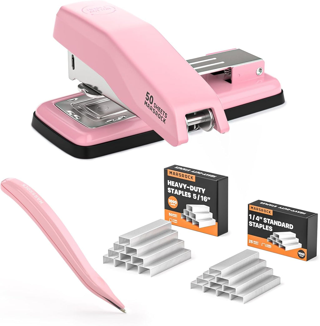Desktop Stapler, Swing-Arm Swivel Stapler, 50 Sheet Capacity, 2000 Staples and Staple Remover, Rotatable Heavy Duty