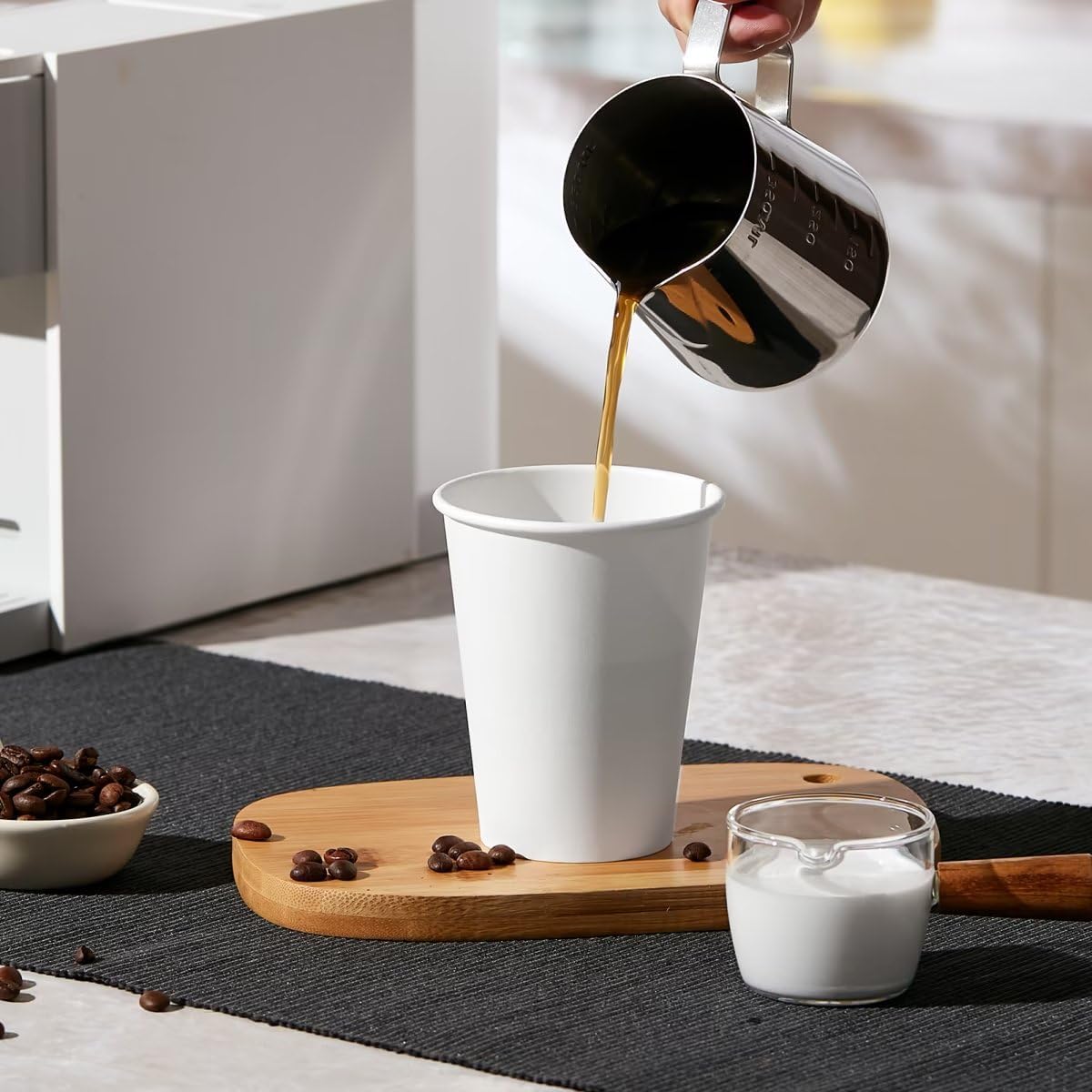300Pack 12oz Disposable Paper Coffee Cups White Hot Coffee Cups