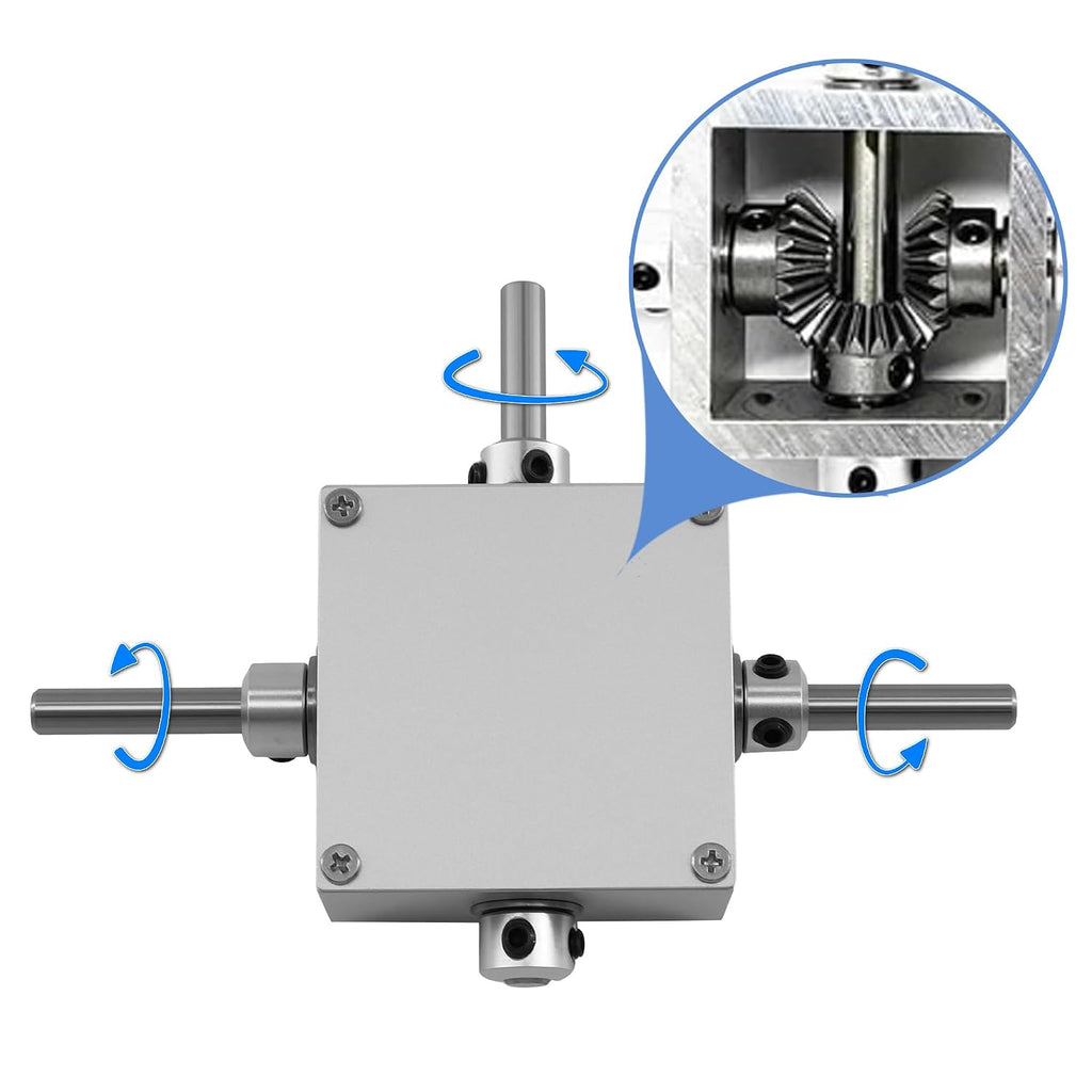 90 Degree Right Angle Bevel Gearbox 1:1 Forward Reverse Double Output Shaft