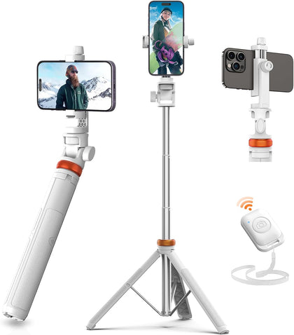 62" Tripod for iPhone, Sturdy Selfie Stick Tripod with Remote & Lightweight Phone Stand, Solidest Portable Cell Phone