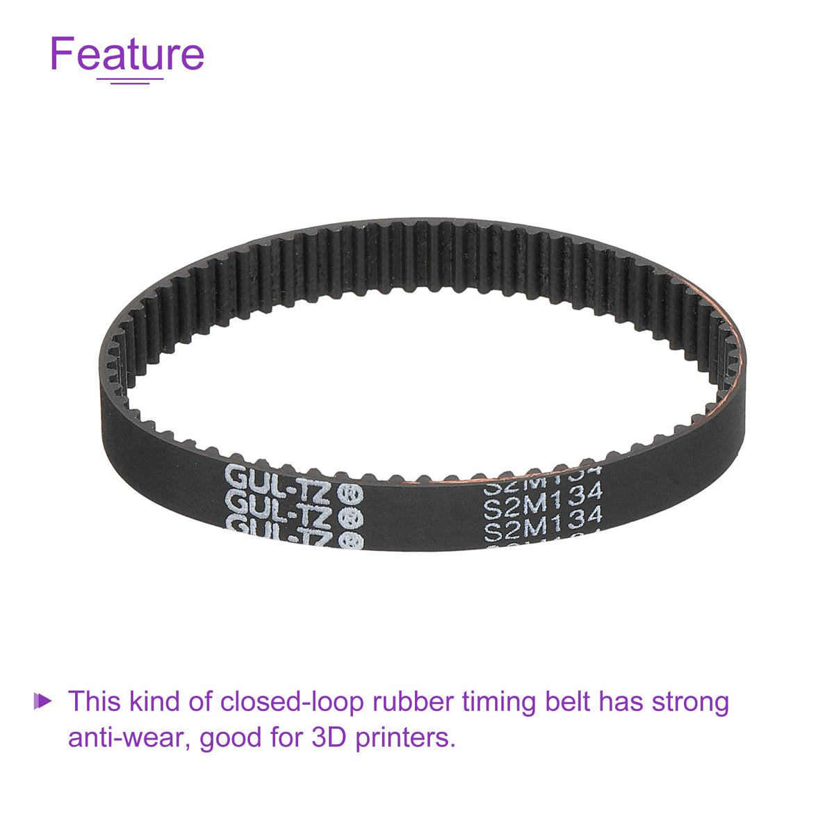 DMiotech 1 Pack S2M-134 67 Teeth 6mm Width Rubber Timing Belt, Synchronous Wheel Closed Loop for 3D Printer