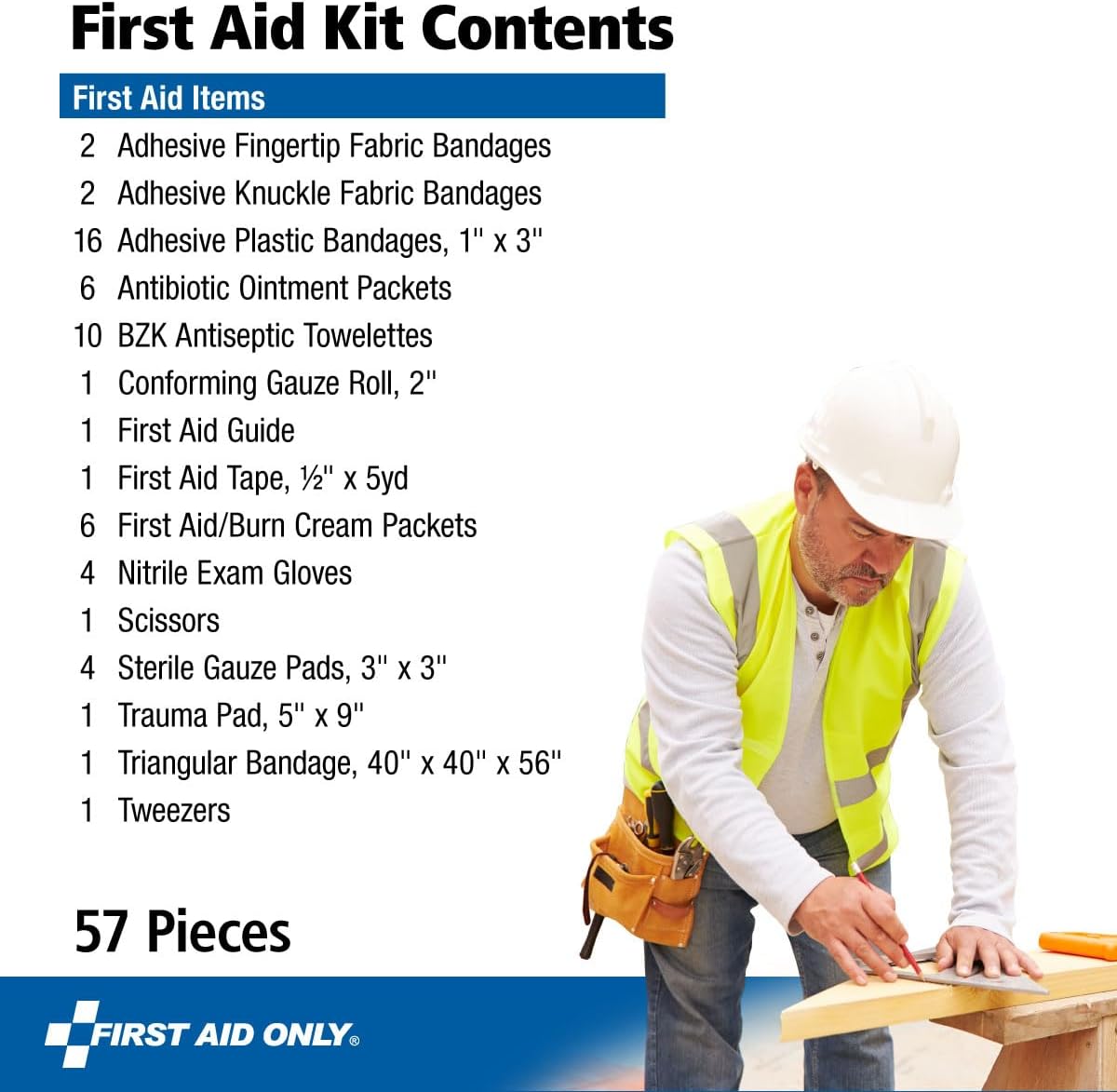 6060 All-Purpose 10-Person Emergency First Aid Kit for Business, Worksite, Home, and Car, 57 Pieces