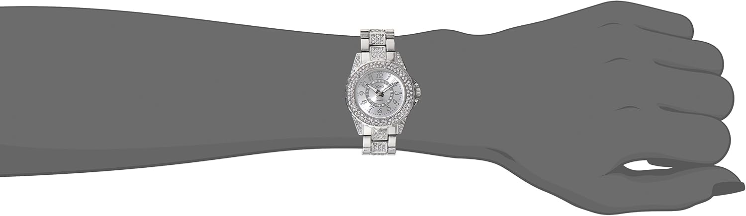 XOXO Silver-Tone Rhinestone Bracelet Watch – Elegant Analog Quartz Timepiece, Sparkling Crystal Accents, Durable