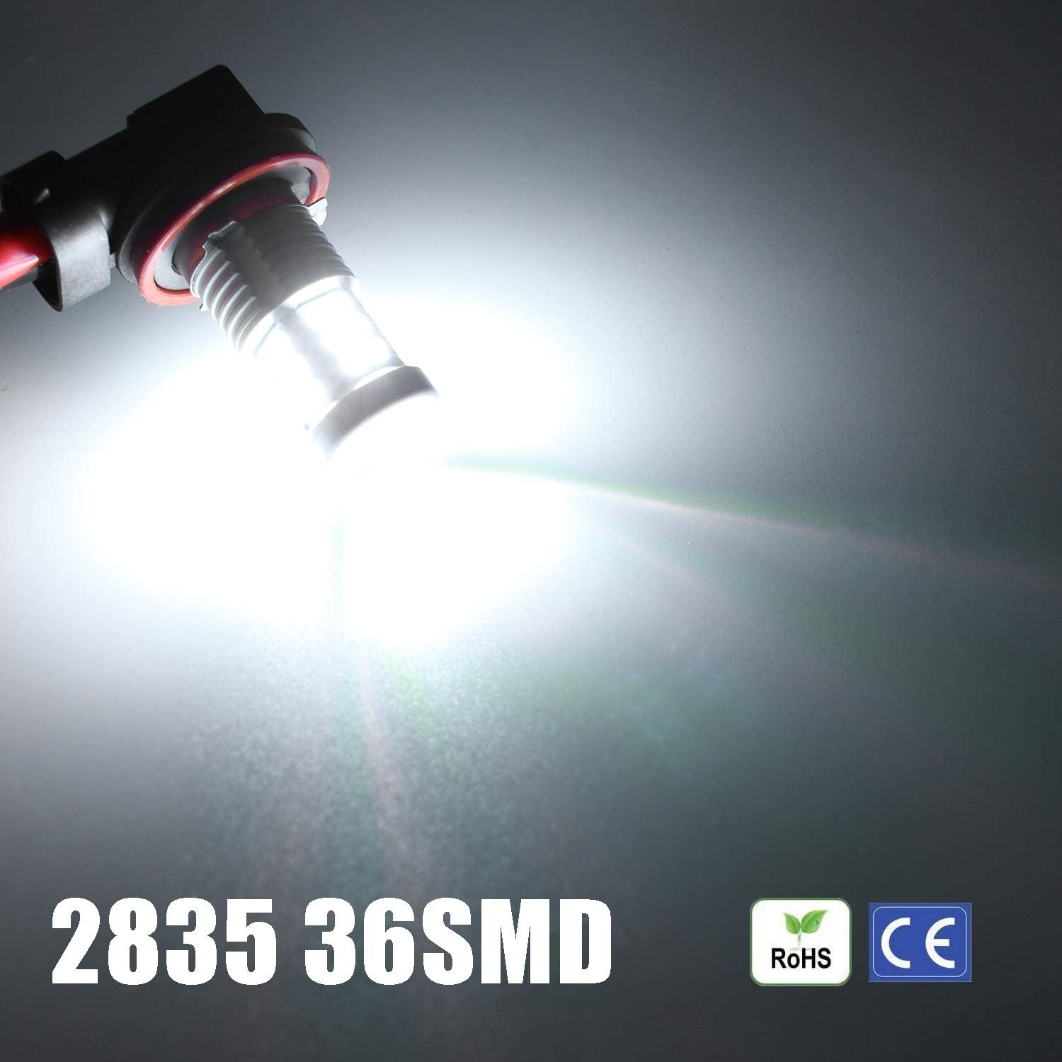 Super Bright 3000lm H8 H11 LED Fog Lights Bulbs DRL High Power 3030 Chips with Projector Lens Replacement for Cars