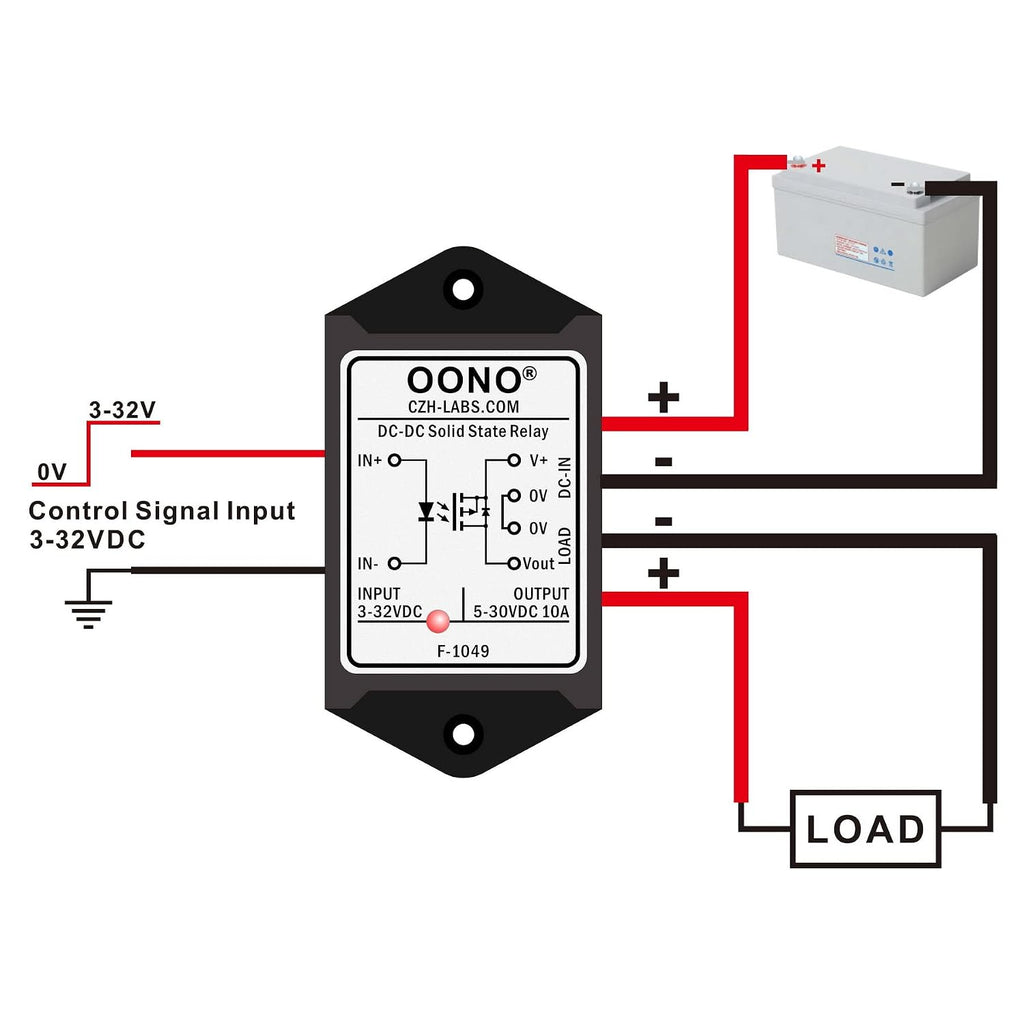 Wired DC-DC 10Amp Isolated Solid State Relay Module, SSR in 3-32VDC Out 5-30VDC, for Raspberry-Pi Arduino ESP32 PLC MCU DSP