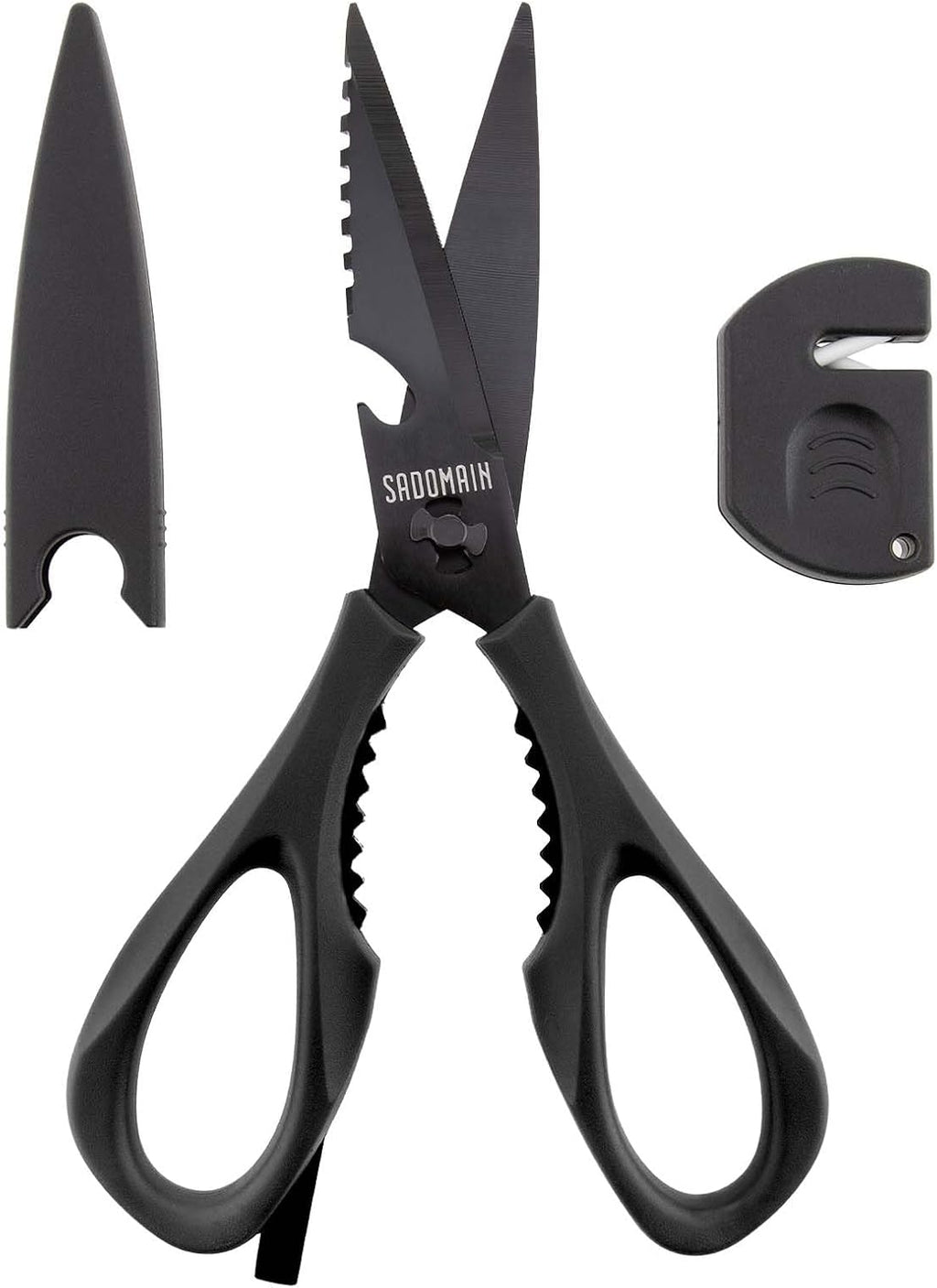 Kitchen Scissors All Purpose, Extra Sharp Kitchen Shears with Knife Sharpener & Sheath, Solid & Durable Stainless