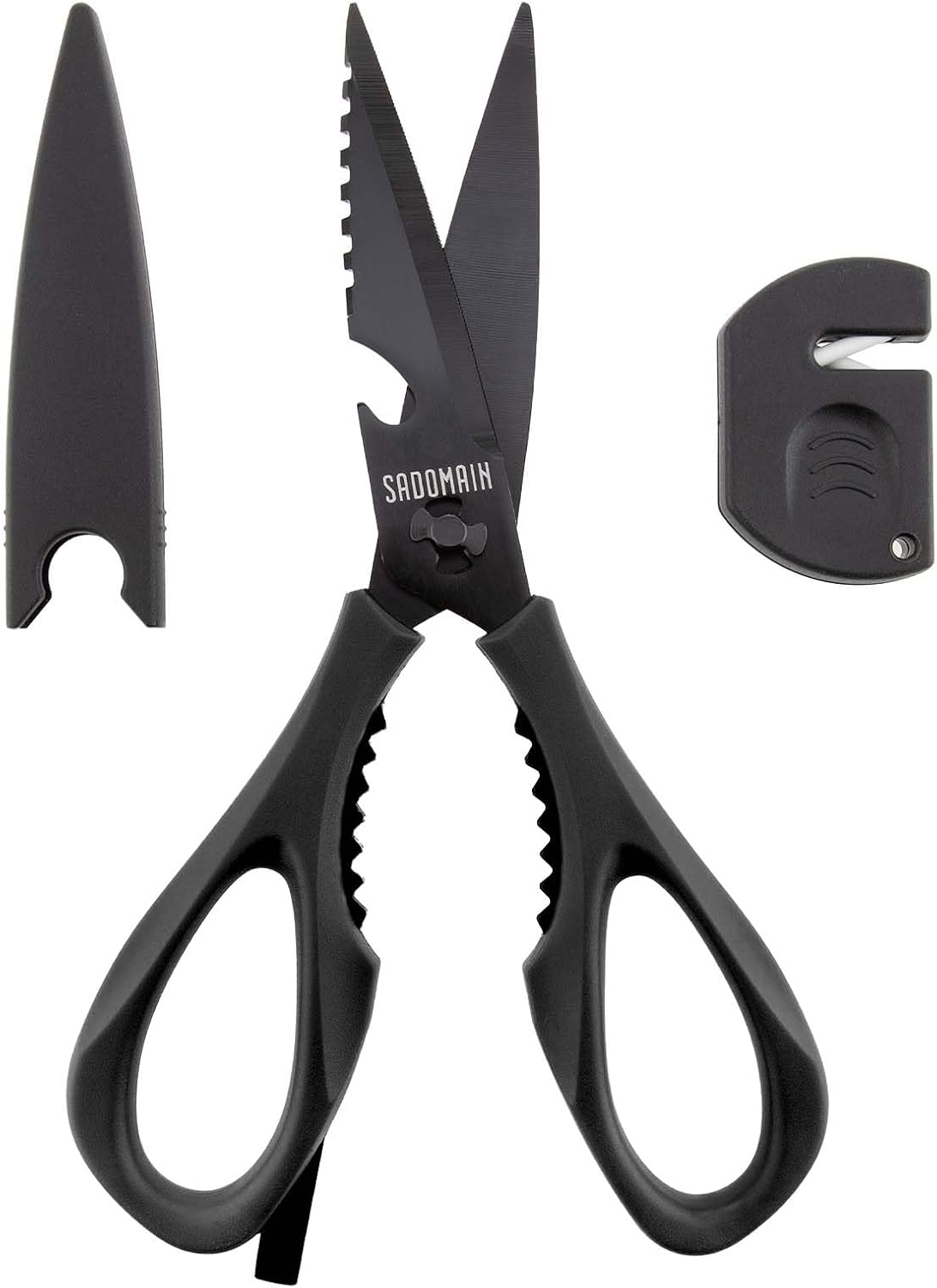Kitchen Scissors All Purpose, Extra Sharp Kitchen Shears with Knife Sharpener & Sheath, Solid & Durable Stainless