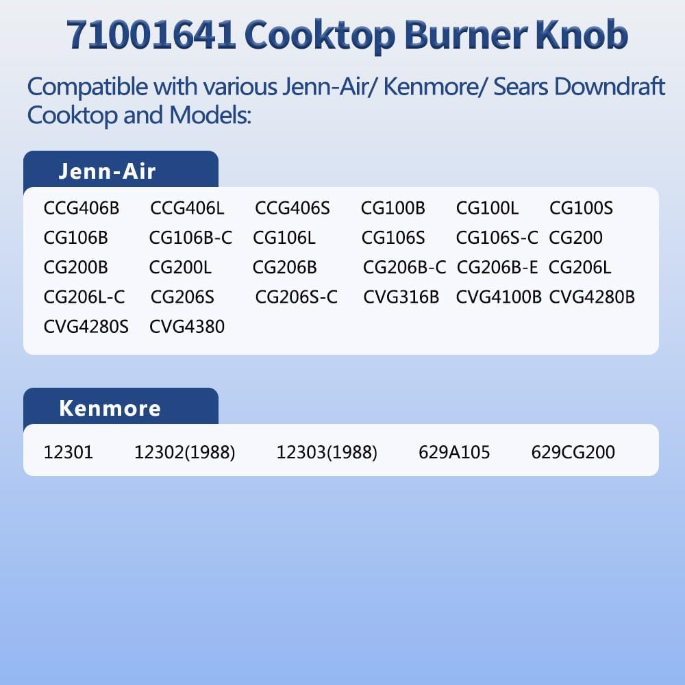 4 Pcs 71001641 Cooktop Burner Control Knob Fit for Jenn Air Downdraft Range