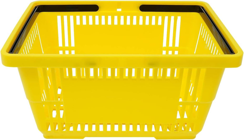 12PCS Shopping Baskets with Handles, 21L Plastic Grocery Basket for Retail Store, Supermarket, Grocery Shopping |17"