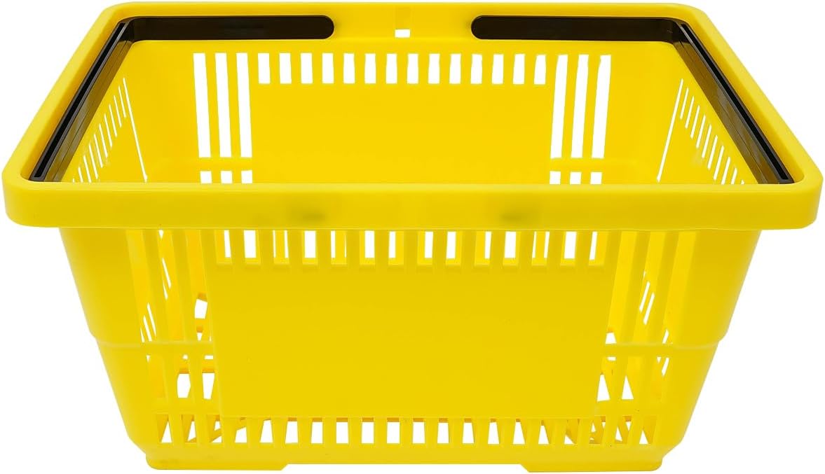 12PCS Shopping Baskets with Handles, 21L Plastic Grocery Basket for Retail Store, Supermarket, Grocery Shopping |17"