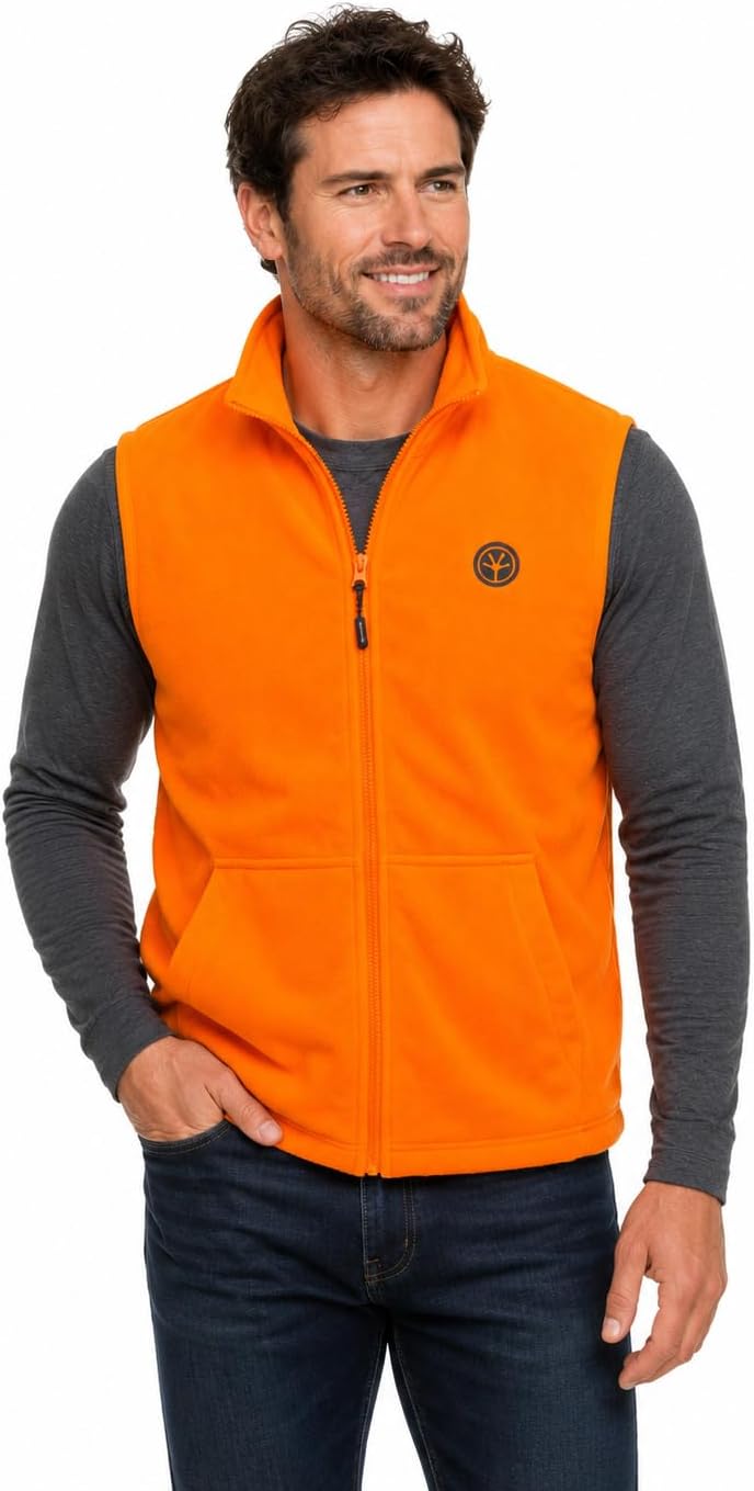 by Treel Men's Fleece Safety Blaze Orange High Visibility Hunting Vest