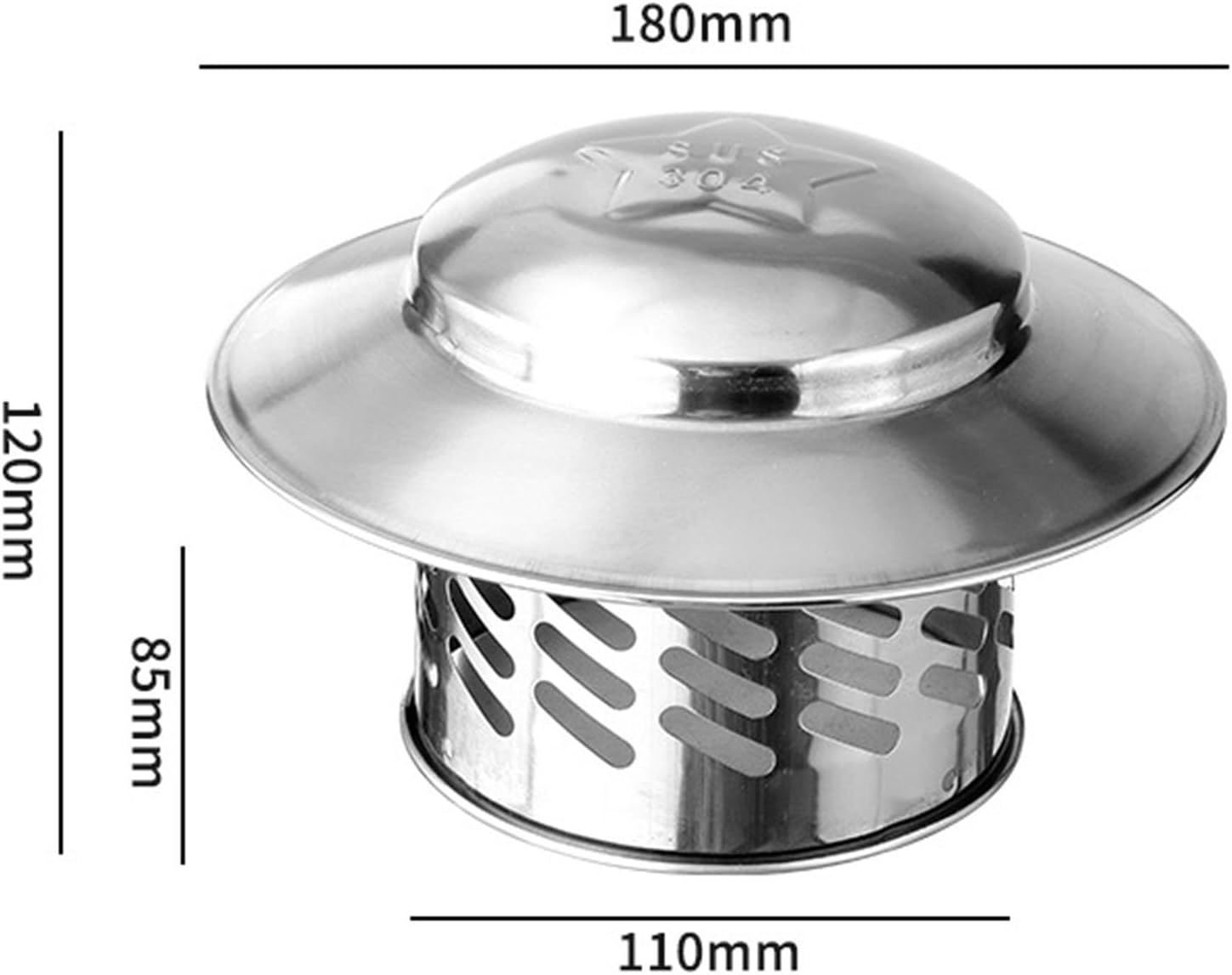 Stainless Steel Chimney Cap, 4 Inch Rain and Snow Protection Flue Cowl for Roof Vents and Fireplace Pipes