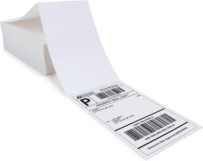 4x6 Direct Thermal Labels, 500pcs Perforated Fanfold, Compatible Zebra & Rollo Printers | BPA Free, Clear Printing