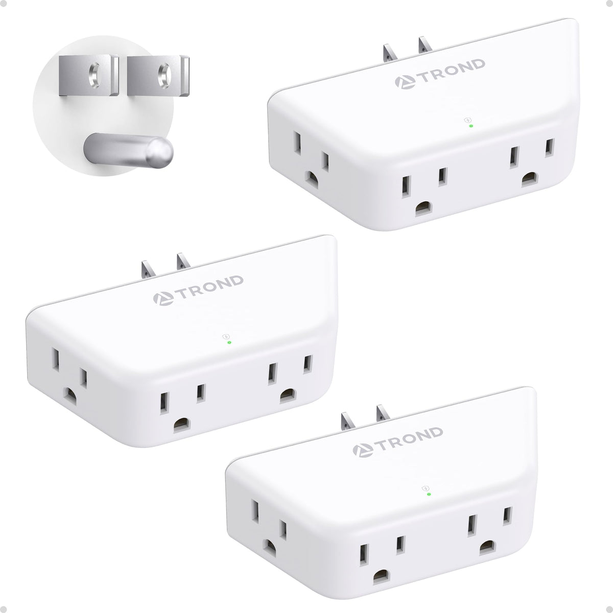 TROND Wall Outlet Extender 3 Pack, Surge Protector Outlet, White