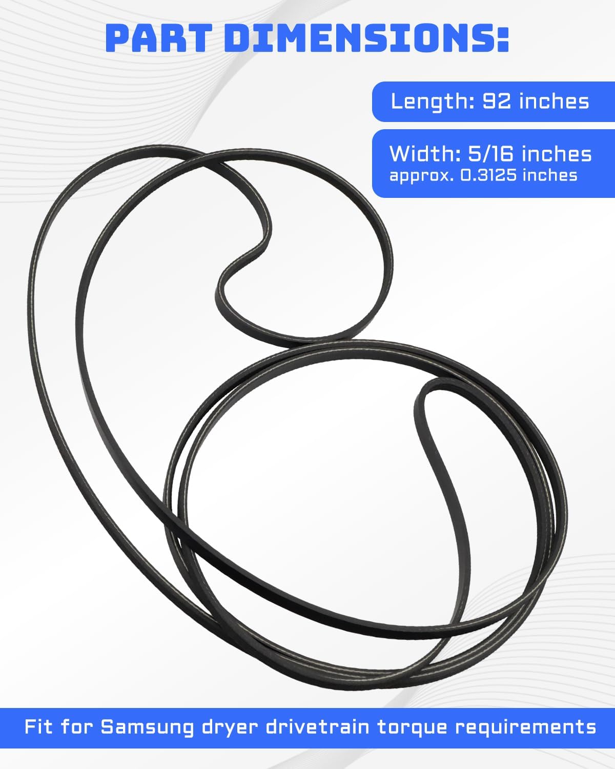 Dryer Drum Belt Fit for Samsung DV448AEP/XAA DV42H5200EW/A3 DV219AEW/XAA