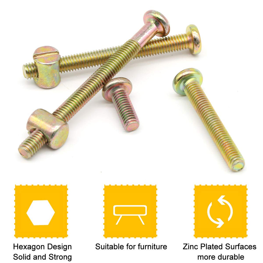 54-Set Crib Screws, Furniture Screws and Nuts Kit, Bed Frame M6 x 16mm/ 20mm/ 25mm/ 30mm/ 40mm/ 50mm/ 60mm/ 70mm/