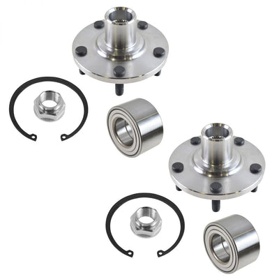 2 Front Wheel Hub Wheel Bearing Kits Compatible with Mitsubishi Outlander 2007-2017; Lancer 2008-2017 FWD Only; D930005+NT510090, with Nuts Retaining Clips