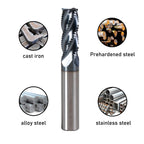 XYunEnZ 3/8" 4 Flute Roughing End Mill AlTiN Coated Carbide, 5Pcs