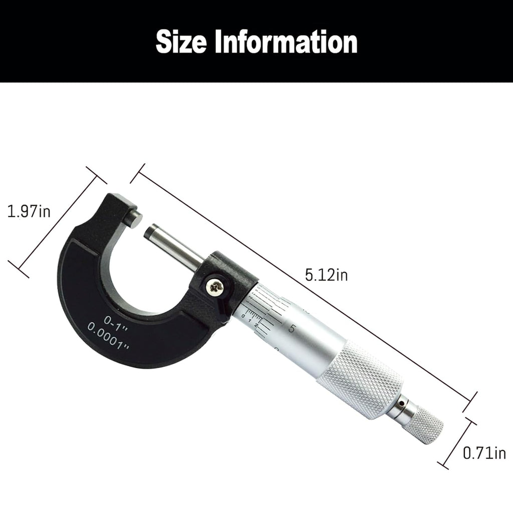 Outside Micrometer, Ratchet Stop, Lock Nut 0-1" /0.0001" Precision Machinist Tool,Accuracy 0.0001"