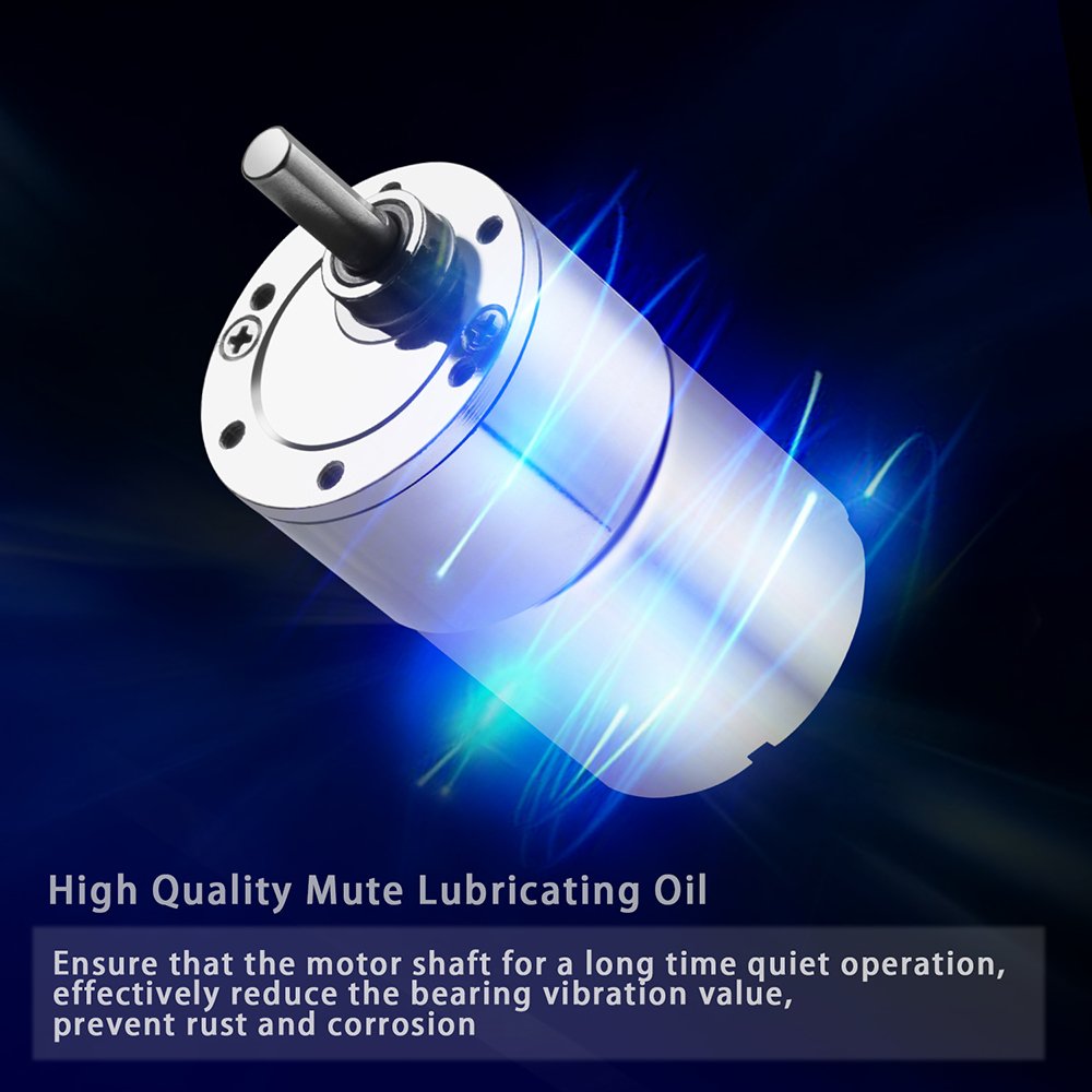 DC 24V 100RPM Gear Motor High Torque Electric Micro Speed Reduction Geared Motor Eccentric Output Shaft 37mm Diameter Gearbox