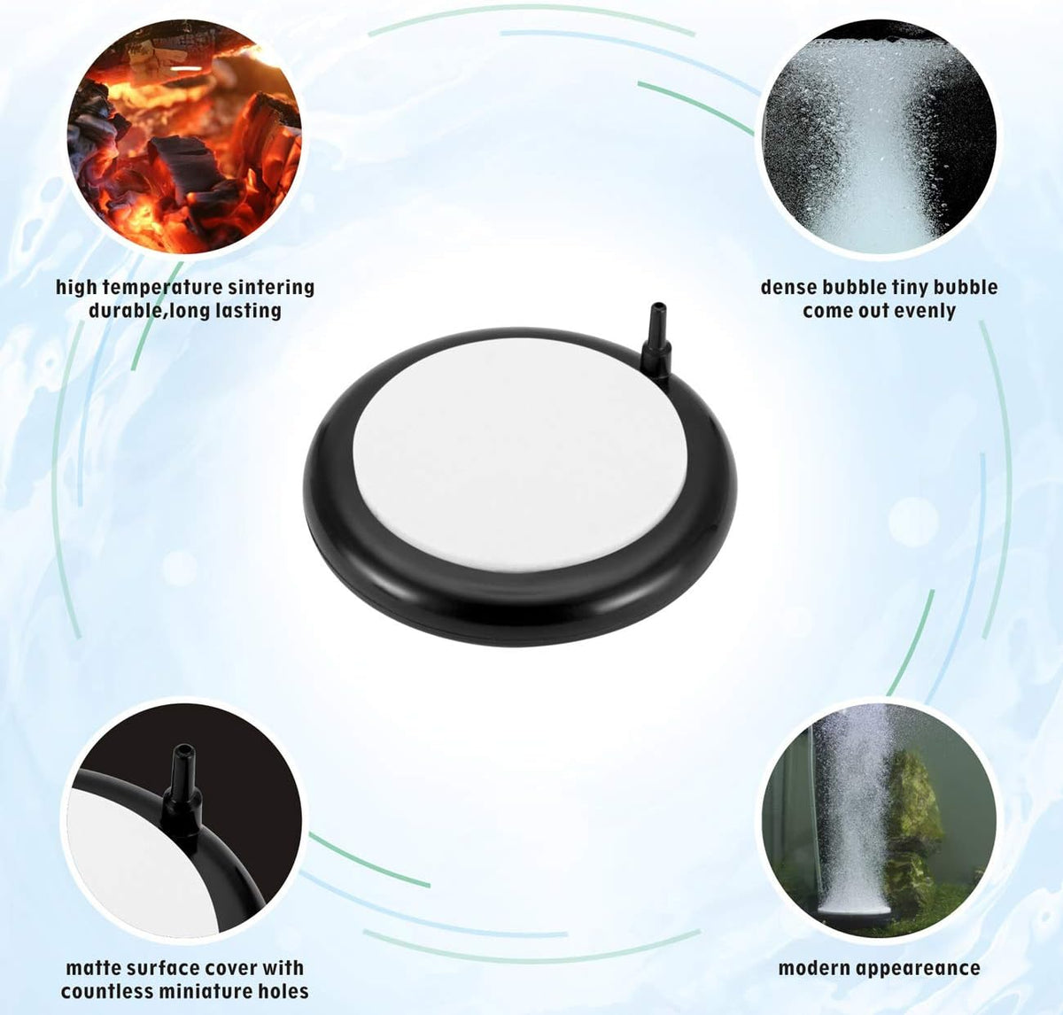Aquarium Air Stone, Bubble Stone Fish Tank Oxygen Ultra Silent Deep Dissolving Oxygen Diffuser Kit for Aquarium Fish