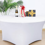 4 Pack 60 Inch Round Tablecloths White Spandex Fitted Table Covers