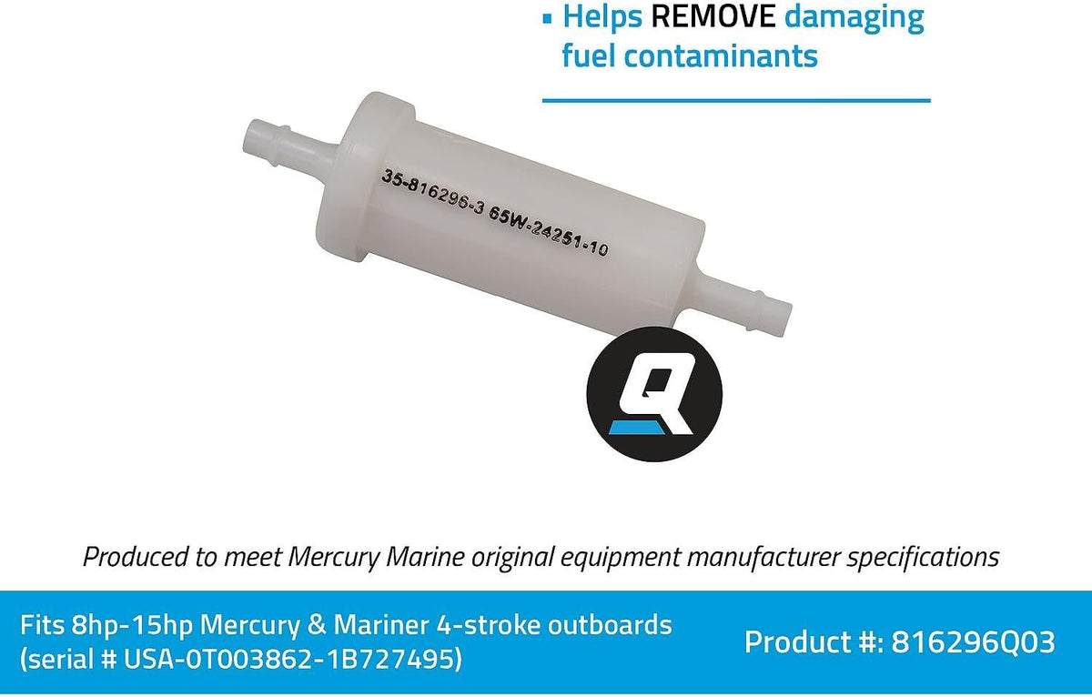 Quicksilver 816296Q03 Inline Fuel Filter Element for Mercury and Mariner Outboards