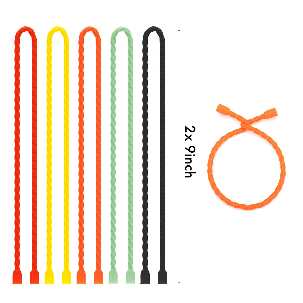 10 PCS 18-Inch Silicone Cable Ties - Reusable Rubber Twist Ties Bendable Cable Ties for Bundling and Holding, All